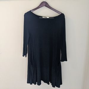 Women's long sleeve black dress with pockets LARGE